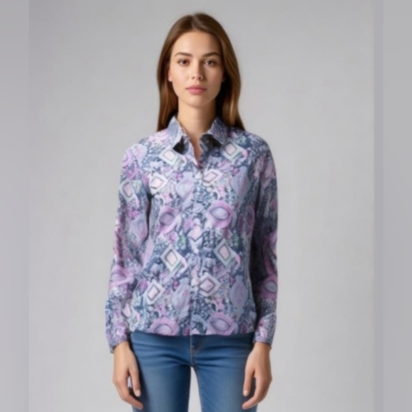 Talbots Petite Cotton Button Front Shirt Plus
